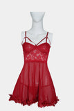 Red Lace Strappy Babydoll Lingerie Set