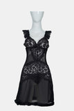 Black Lace Sheer Babydoll Lingerie Set