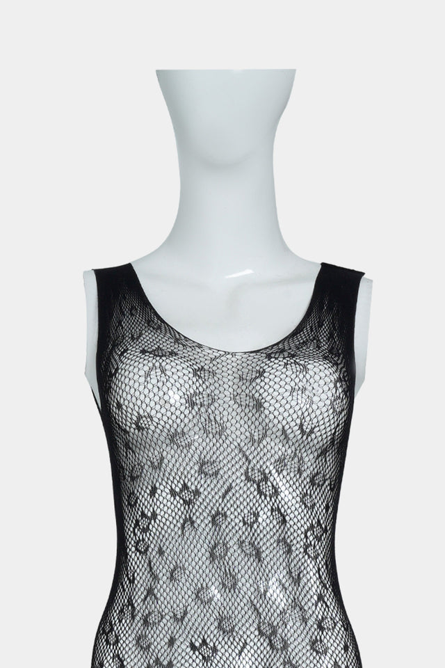 Black Sleeveless Fishnet Bodystocking