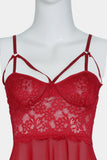 Red Lace Strappy Babydoll Lingerie Set