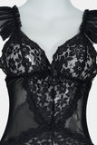 Black Lace Sheer Babydoll Lingerie Set