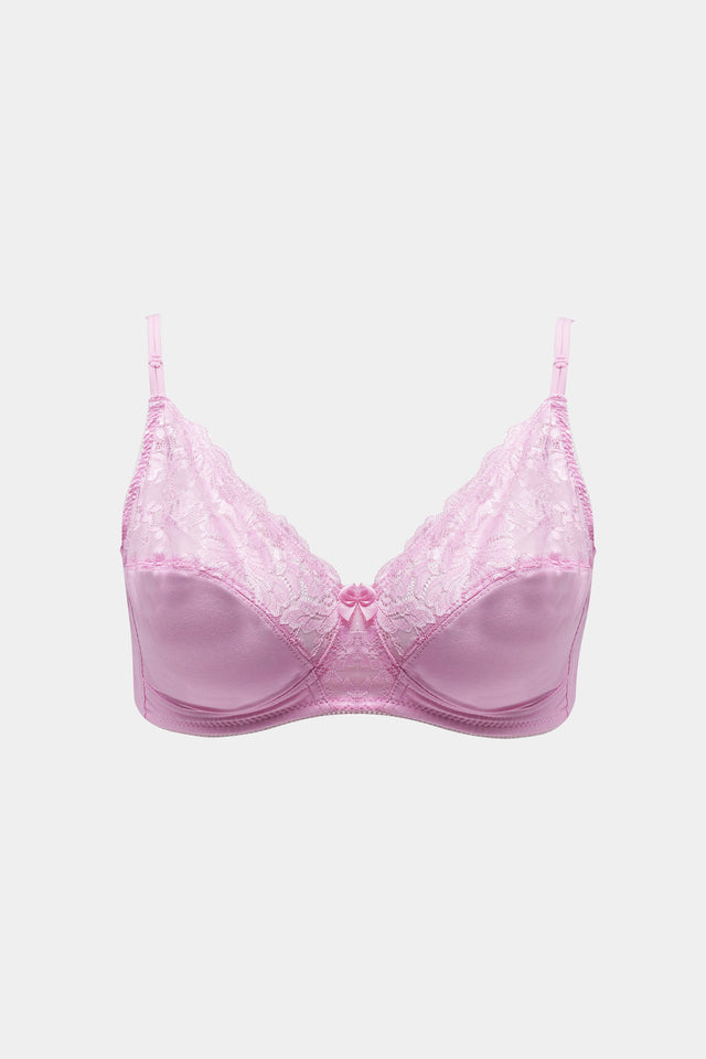 Elegant Lace & Satin Underwire Bra – Soft Pink