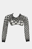 Bold Fishnet Two-Piece Bodystocking Set – Black