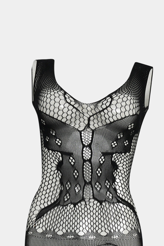 Butterfly Lace Fishnet Bodystocking – Black