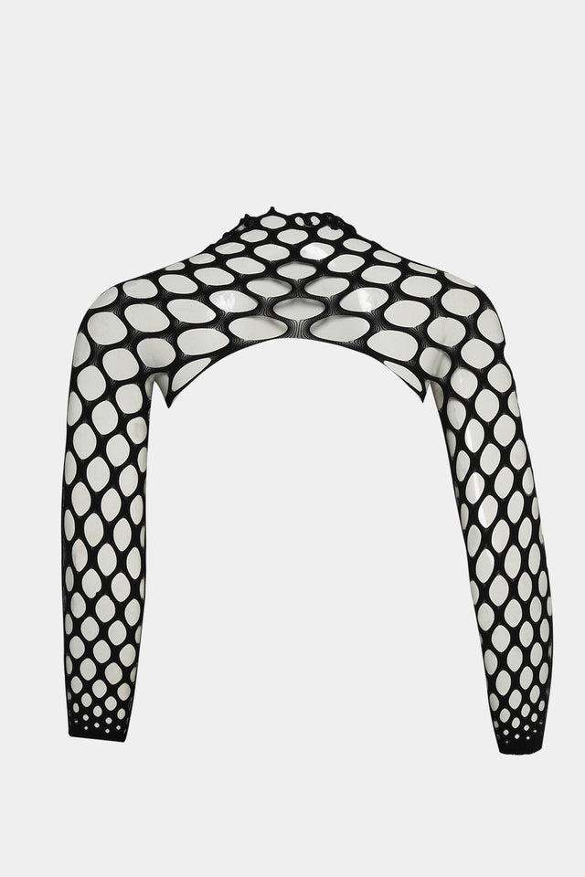 Bold Fishnet Two-Piece Bodystocking Set – Black