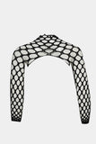 Bold Fishnet Two-Piece Bodystocking Set – Black