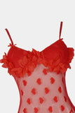 Red Heart Mesh Babydoll Lingerie Set