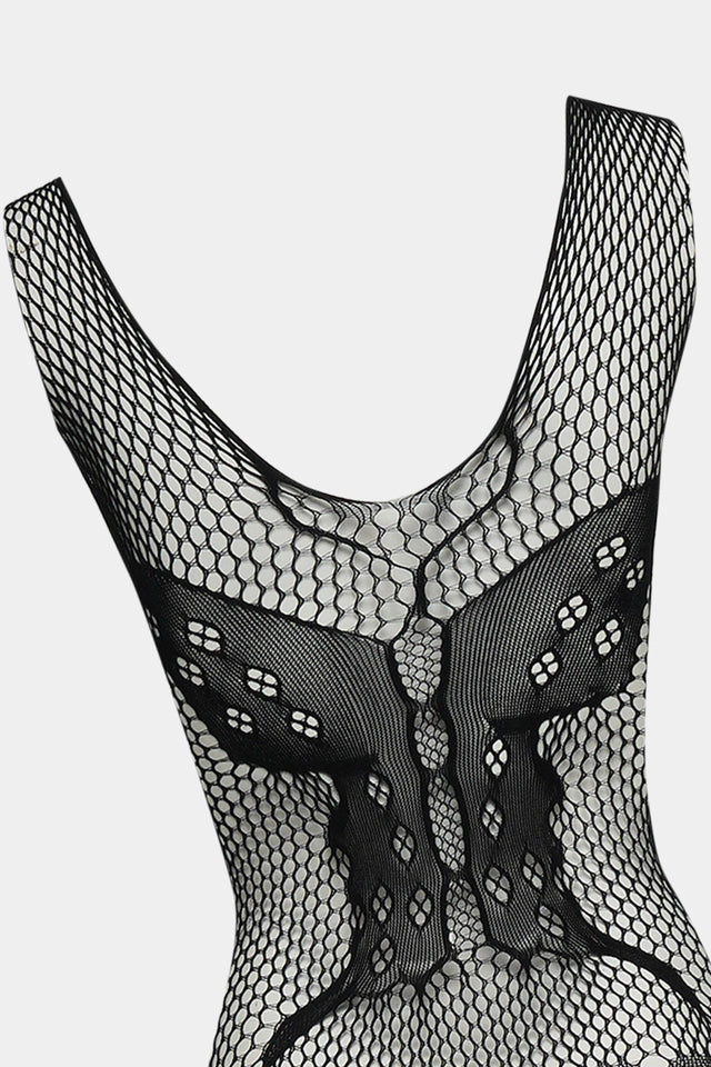 Butterfly Lace Fishnet Bodystocking – Black