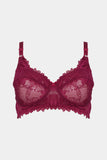 Elegant Lace Underwire Bra – Deep Wine Red