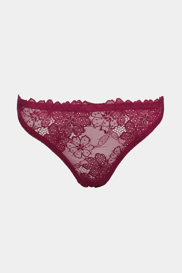 Elegant Lace Underwire Bra – Deep Wine Red