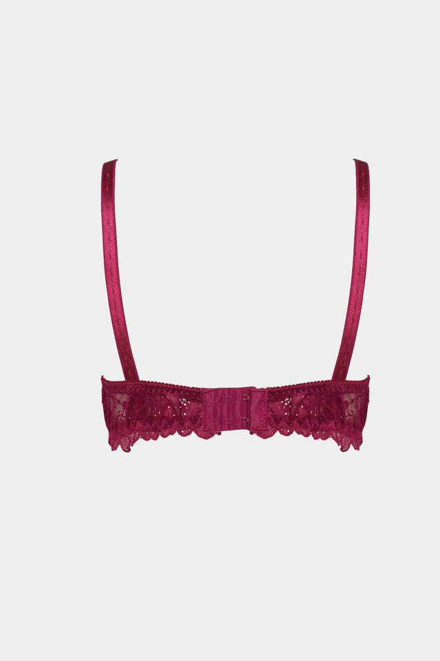 Elegant Lace Underwire Bra – Deep Wine Red