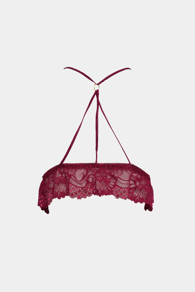 Elegant Burgundy Lace Bralette – Sexy & Comfortable