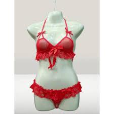 Red Lace Lingerie Set with Bow Accents /7/8/9