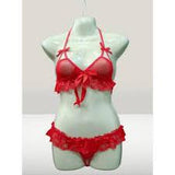 Red Lace Lingerie Set with Bow Accents /7/8/9